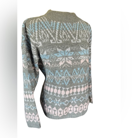 vintage 90’s snowflake pastel sweater mock neck Croquet Club tight knit ribbed - Picture 1 of 10